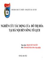 NGHIÊN cứu tác ĐỘNG của đô THỊ hóa tại hà nội đến SÔNG tô LỊCH 