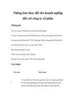 Tài liệu Thông báo thay đổi tên doanh nghiệp đối với công ty cổ phần doc