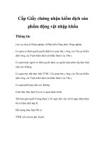 Tài liệu Cấp Giấy chứng nhận kiểm dịch sản phẩm động vật nhập khẩu ppt