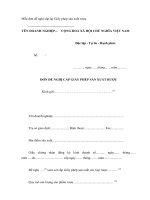 Tài liệu Mẫu đơn đề nghị cấp lại Giấy phép sản xuất rượu pptx