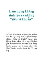 Tài liệu Lạm dụng kháng sinh tạo ra những “siêu vi khuẩn” ppt