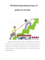 Tài liệu Để khách hàng không dị ứng với quảng cáo của bạn ppt