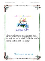 Tài liệu Đề tài “Điều tra và đánh giá tình hình sản xuất lúa nước tại xã Tụ Nhân, huyện Hoàng Su Phì, tỉnh Hà giang” ppt