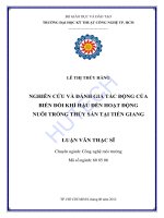 Luận văn Nghiên cứu và đánh giá tác động của biến đổi khí hậu đến hoạt động nuôi trồng thủy sản tại Tiền Giang
