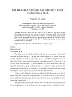 Dự định chọn nghề của học sinh lớp 12 trên địa bàn ninh bình 