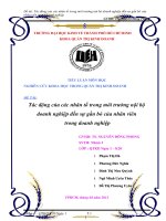 Tác động của các nhân tố trong môi trường nội bộ doanh nghiệp đến sự gắn bó của nhân viên trong doanh nghiệp 