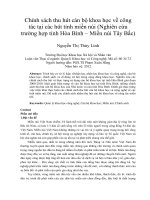 Chính sách thu hút cán bộ khoa học về công tác tại các hút tỉnh miền núi (nghiên cứu trường hợp tỉnh hòa bình – miền núi tây bắc) 