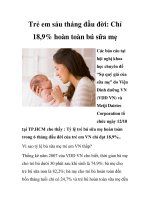 Tài liệu Trẻ em sáu tháng đầu đời: Chỉ 18,9% hoàn toàn bú sữa mẹ pptx