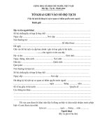 Tài liệu Mẫu tờ khai ghi vào sổ hộ tịch ppt