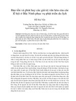 Bảo tồn và phát huy các giá trị văn hóa của các lễ hội ở bắc ninh phục vụ phát triển du lịch 