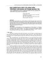 Tài liệu ĐẶC ĐIỂM GIAO TIẾP CỦA SINH VIÊN TRƯỜNG CAO ĐẲNG SƯ PHẠM QUẢNG TRỊ pptx