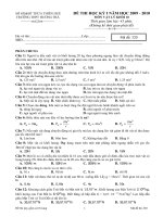 Tài liệu ĐỀ THI TRẮC NGHIỆM HỌC KỲ 1 LÝ 10,11 ( có ĐA) TRƯỜNG THPT HƯƠNG TRÀ pdf