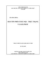 BẢO TỒN PHỐ CỔ HÀ NỘI – THỰC TRẠNGVÀ GIẢI PHÁP 