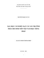 ENSEIGNEMENT – APPRENTISSAGE DE L'EXPRESSION DES VALEURS MODALES AUX ÉTUDIANTS VIETNAMIENS DE FRANÇAIS