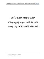 BÁO CÁO THỰC TẬP Công nghệ may - thiết kế thời trang TẠI CTY ĐỨC GIANG