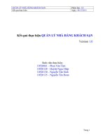 Kết quả thực hiện QUẢN LÝ NHÀ HÀNG KHÁCH SẠN