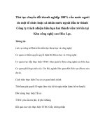 Tài liệu Thủ tục chuyển đổi doanh nghiệp 100% vốn nước ngoài do một tổ chức hoặc cá nhân nước ngoài đầu tư thành Công ty trách nhiệm hữu hạn hai thành viên trở lên tại Khu công nghệ cao Hòa Lạc. ppt