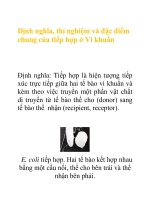 Tài liệu Định nghĩa, thí nghiệm và đặc điểm chung của tiếp hợp ở Vi khuẩn docx