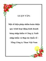 Một số biện pháp nhằm hoàn thiện quy trình hoạt động kinh doanh hàng nhập khẩu ở công ty xuất nhập khẩu và hợp tác quốc tế tổng công ty than việt nam 