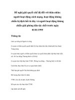 Tài liệu Đề nghị giải quyết chế độ đối với thân nhân: người hoạt động cách mạng, hoạt động kháng chiến bị địch bắt tù đày và người hoạt động kháng chiến giải phóng dân tộc chết trước ngày 01/01/1995 ppt