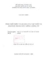 Luận án tiến sỹ Tính chất điện và quang của tạp chất và exciton trong dây giếng lượng tử