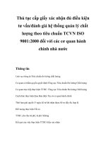 Tài liệu Thủ tục cấp giấy xác nhận đủ điều kiện tư vấn/đánh giá hệ thống quản lý chất lượng theo tiêu chuẩn TCVN ISO 9001:2000 đối với các cơ quan hành chính nhà nước pptx