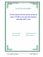 Báo cáo Tổ chức công tác Kế toán Nguyên vật liệu tại công ty CP Đầu tư xây ựng công trình giao thông Bắc Miền Trung