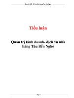Tiểu luận Quản trị kinh doanh - dịch vụ nhà hàng Tàu Bến Nghé