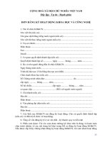 Tài liệu Đơn đăng ký hoạt động khoa học công nghệ ppt