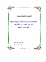 Đề tài THỰC TRẠNG CÔNG TÁC HẠCH TOÁN NGUYÊN VẬT LIỆU TẠI MỎ THAN PHẤN MỄ