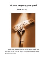 Tài liệu Để thành công đừng quên lợi thế kinh doanh docx