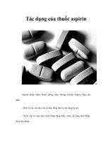 Tài liệu Tác dụng của thuốc aspirin pdf