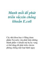 Tài liệu Manh mối để phát triển vắcxin chống khuẩn E.coli docx