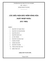 CÁC ĐIỀU KIỆN BẢO HIỂM HÀNG HÓA  XUẤT NHẬP KHẨU