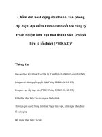 Tài liệu Chấm dứt hoạt động chi nhánh, văn phòng đại diện, địa điểm kinh doanh đối với công ty trách nhiệm hữu hạn một thành viên (chủ sở hữu là tổ chức) (P.ĐKKD)* doc