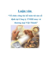 Tài liệu Luận văn “Tổ chức công tác kế toán tài sản cố định tại Công ty TNHH may và thương mại Việt Thành”. ppt
