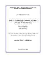 DEMAND FOR MONEY IN LAO PDR AND POLICY IMPLICATIONS