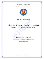 Luận văn Đánh giá độ tin cậy phát tuyến hình tia của mạng điện phân phối