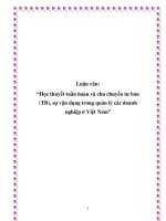 “Học thuyết tuần hoàn và chu chuyển tư bản (TB), sự vận dụng trong quản lý các doanh nghiệp ở Việt Nam”