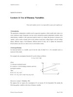 Tài liệu KInh tế ứng dụng_ Lecture 4: Use of Dummy Variables docx