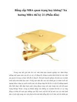 Tài liệu Bằng cấp MBA quan trọng hay không? Xu hướng MBA thế kỷ 21 (Phần đầu) docx