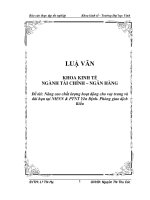 Luận văn Nâng cao chất lượng hoạt động cho vay trung và dài hạn tại NHNN & PTNT Yên Định- Phòng giao dịch Kiểu