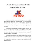 Tài liệu Phân loại kế hoạch kinh doanh và lựa chọn thời điểm áp dụng ppt