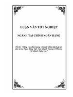Luận văn Nâng cao chất lượng công tác thẩm định dự án đầu tư tại Ngân hàng Việt Nam Thịnh Vượng (VPBank) chi nhánh Nghệ An