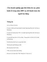 Tài liệu Cho doanh nghiệp gặp khó khăn do suy giảm kinh tế trong năm 2009 vay để thanh toán cho người lao động ppt