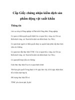 Tài liệu Cấp Giấy chứng nhận kiểm dịch sản phẩm động vật xuất khẩu ppt