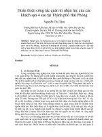 Hoàn thiện công tác quản trị nhân lực của các khách sạn 4 sao tại thành phố hải phòng 