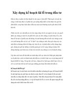 Tài liệu Xây dựng kế hoạch lãi lỗ trong đầu tư Đầu tư liệu có phải chỉ đơn thuần pptx