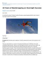 10 Years of Bootstrapping an Overnight Success