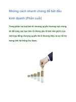 Tài liệu Những cách nhanh chóng để bắt đầu kinh doanh (Phần cuối) ppt